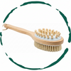 BeNat natural boar bristle wooden bath and body massage brush with long handle on white background