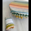 Close-up of beach chair stripe pattern on reusable cotton bowl cover – handmade in Brunswick, Georgia
