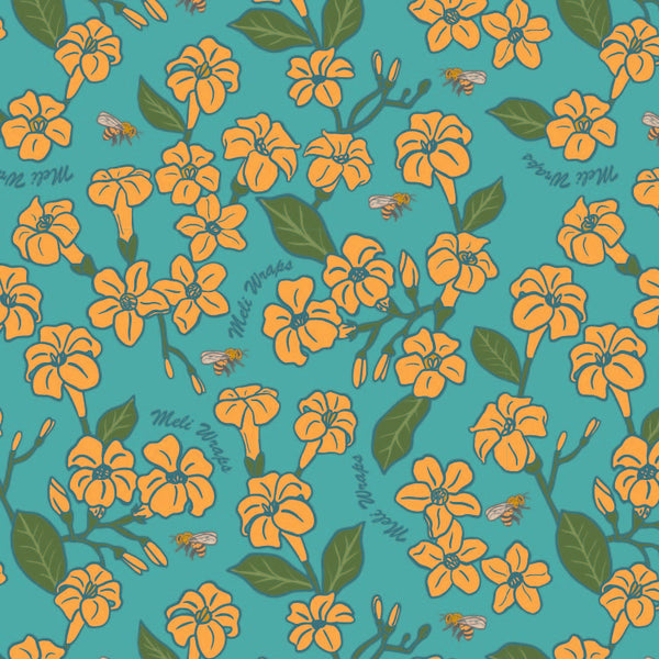 Meli Wraps beeswax food wrap Puakenikeni print set in three sizes
