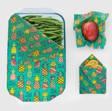 Set of Meli Wraps beeswax food wraps in Pineapple Print