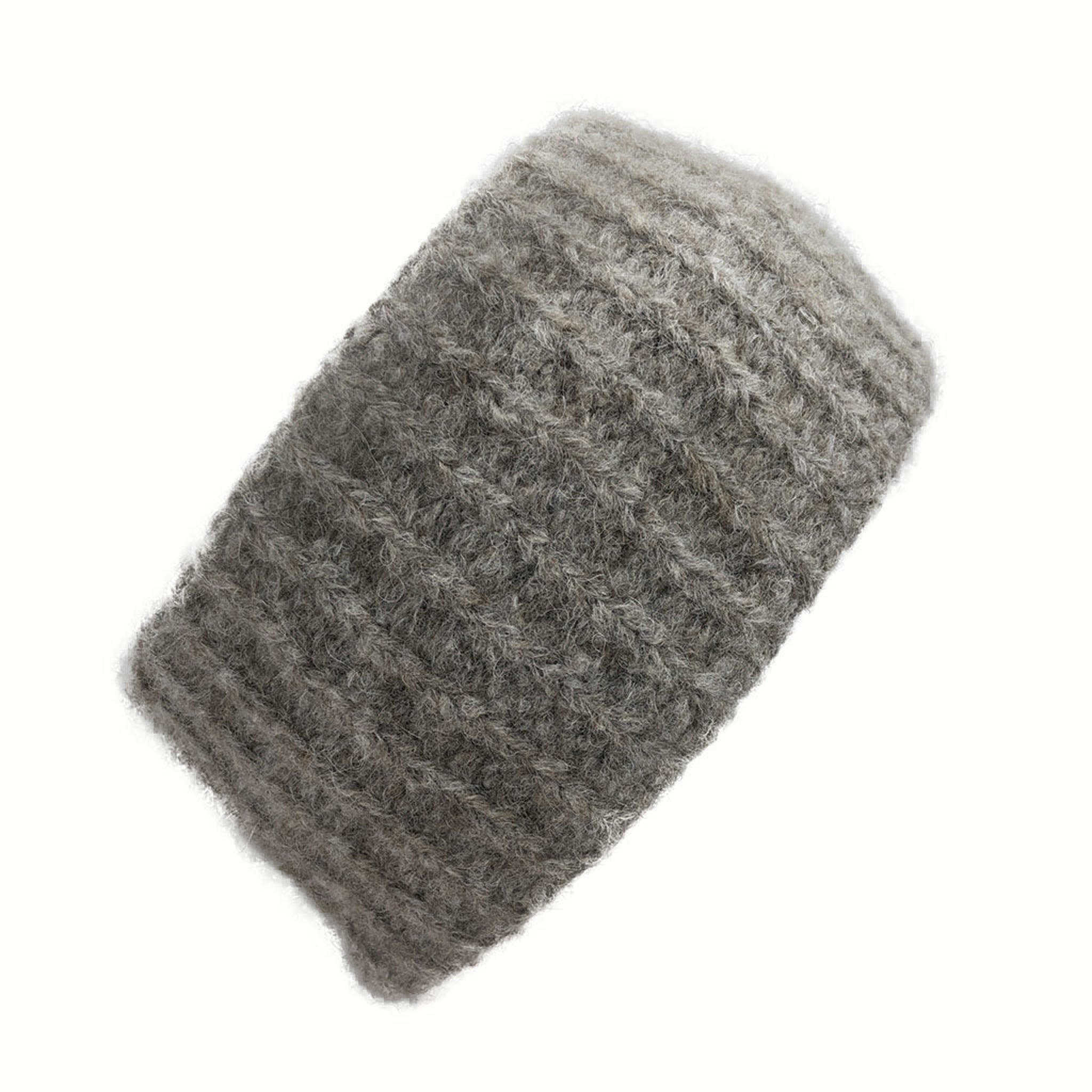Gray knitted headband on a white background