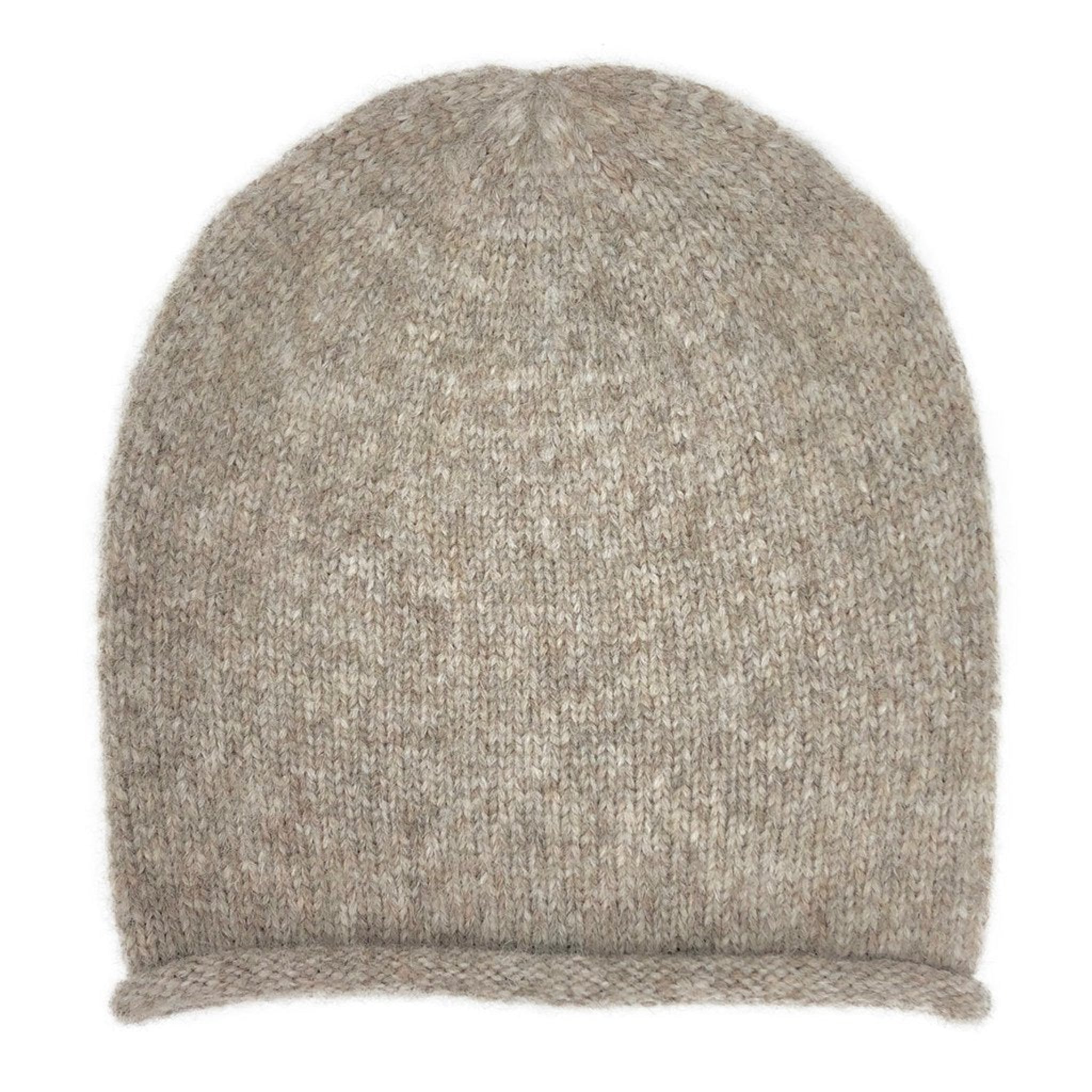 Gray knit beanie on a white background