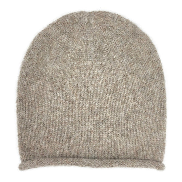 Gray knit beanie on a white background
