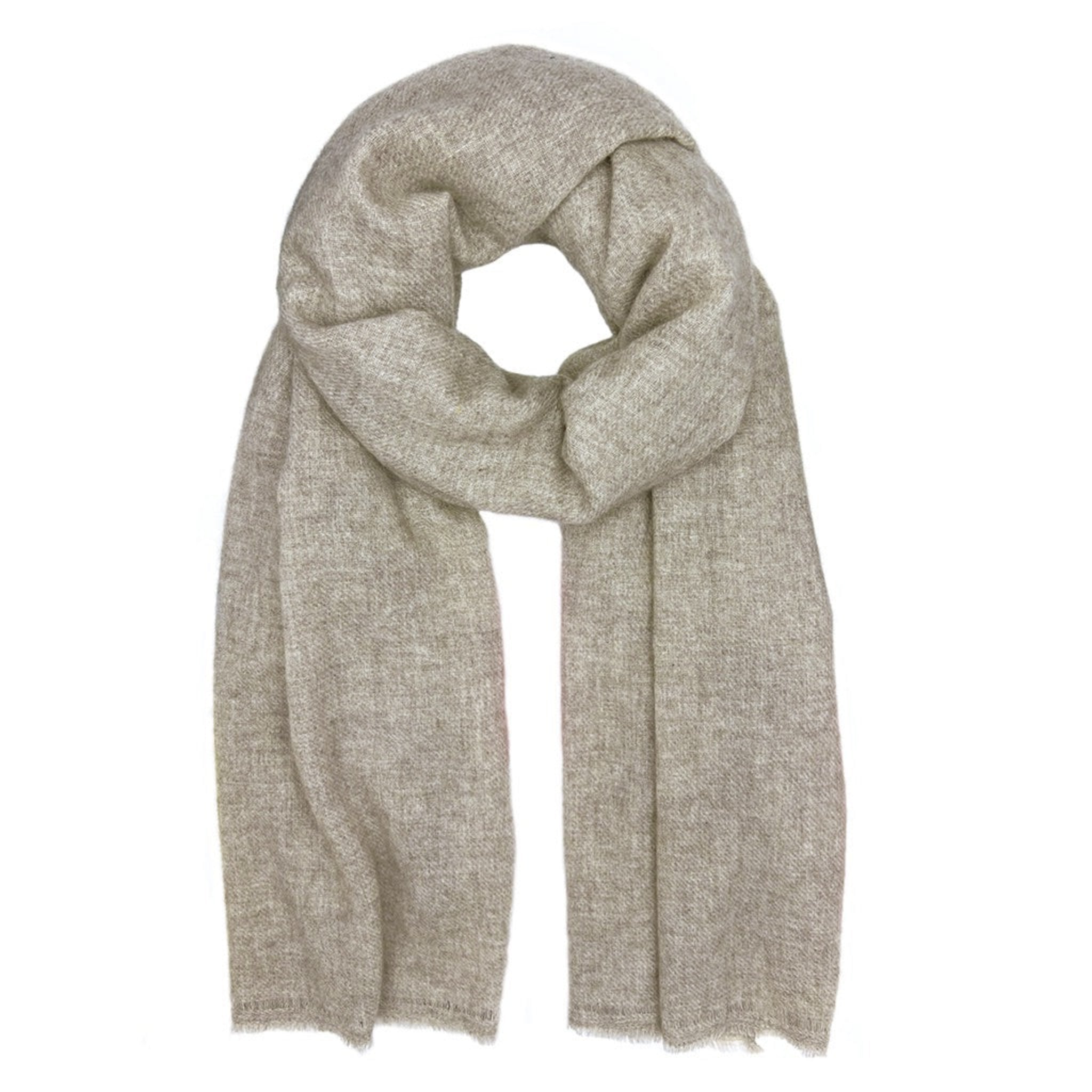 Beige cashemere scarf on a white background