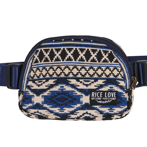 Belt Hip Pack made from upcycled jute and burlap rice bags by Rice Love