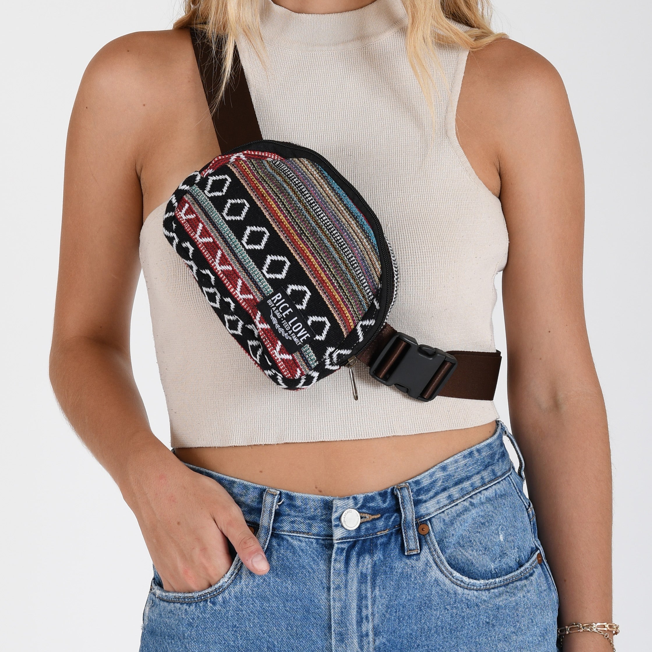 Belt Hip Pack - Upcycled Jute Fanny Pack by Rice Love