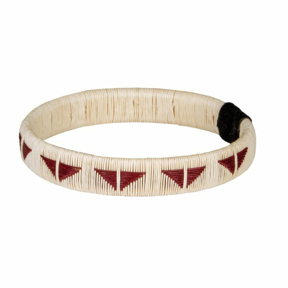 Bracelet with red triangle pattern on a white background
