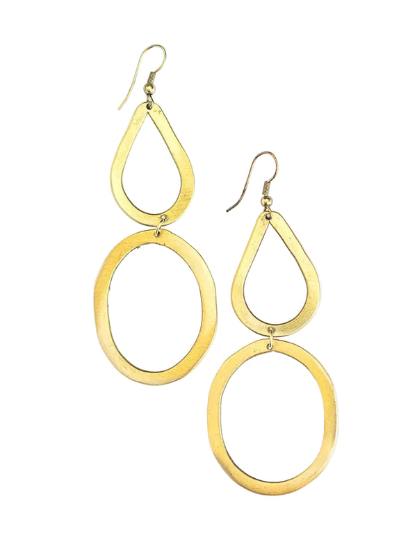 Bold brass statement earrings by Fair Anita, 3-inch drop, nickel-free