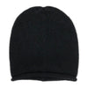 Black knit beanie on a white background