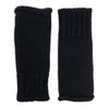 Pair of black knitted arm warmers on a white background