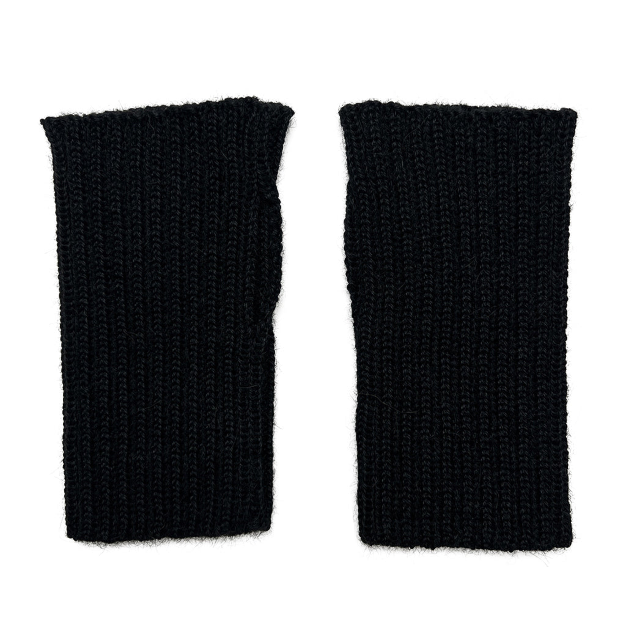 Pair of black fingerless gloves on a white background
