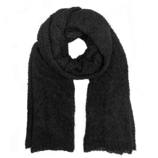 Black alpaca scarf on a white background
