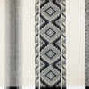 Textile with geometric pattern and stripes on a white background