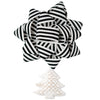 Black and white striped bow with a decorative box on a white background