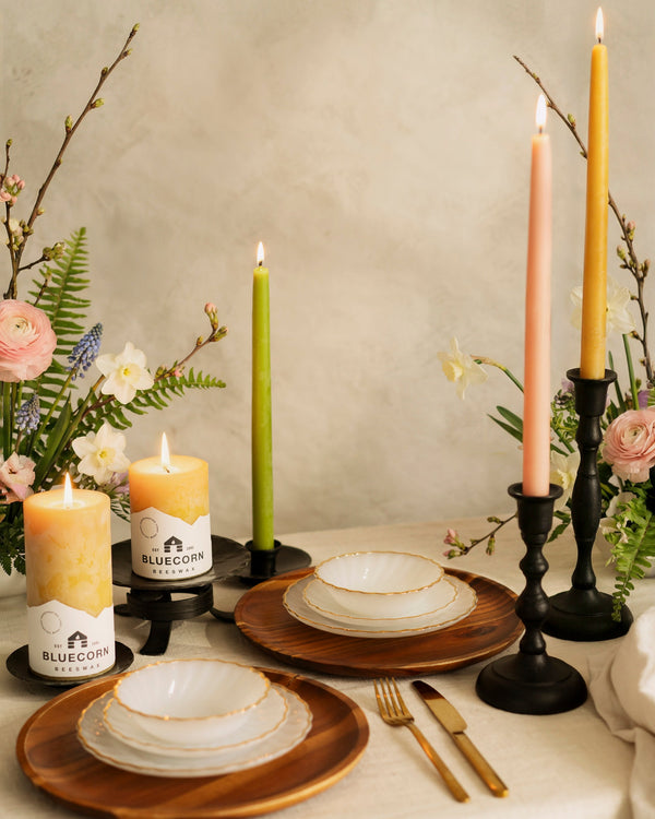 Pure Beeswax Taper Candles – Hand-Dipped Bulk 4-Pair Bundle