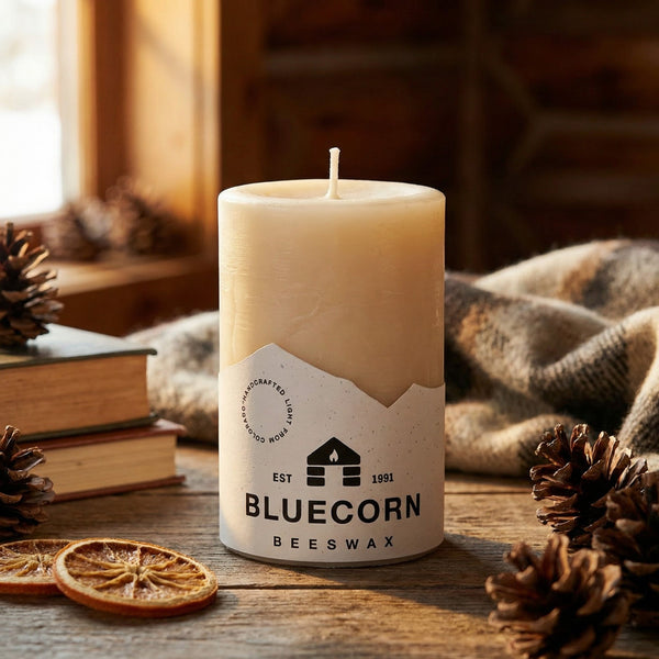 Ivory Pure Beeswax Pillar Candles – Unscented, Long-Burning