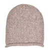 Beige knit beanie on a white background