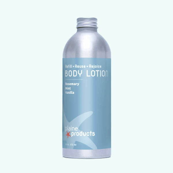 Plaine Products aloe body lotion bottle — lightweight hydrating moisturiser for soft skin