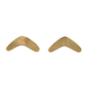 Fair Anita boomerang brass stud earrings in recycled nickel-free metal, front view