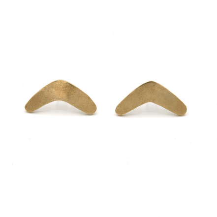 Fair Anita boomerang brass stud earrings – recycled metal, nickel free, 1 inch