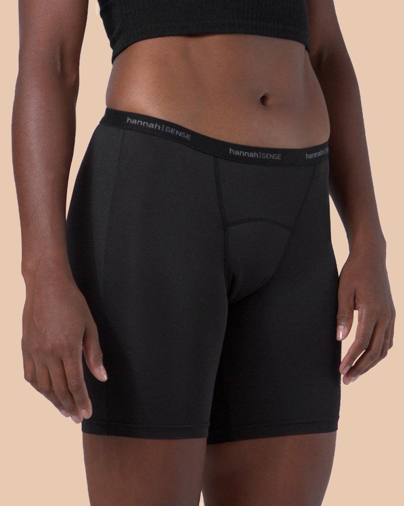 Close-up of hannahSENSE boyshorts organic cotton lining layers for period protection