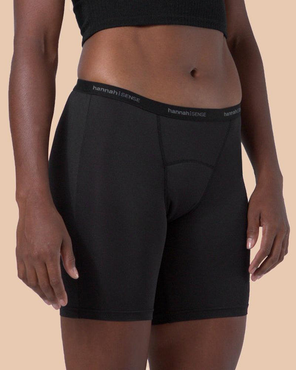 Close-up of hannahSENSE boyshorts organic cotton lining layers for period protection