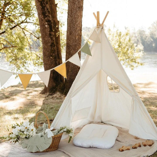 Tiny Land® Kids Teepee Tent with Padded Floor Mat – Cotton Canvas Play Tent