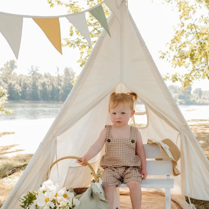 Tiny Land® Kids Teepee Tent with Padded Floor Mat – Cotton Canvas Play Tent