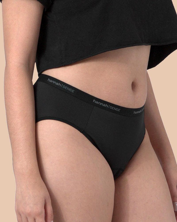 hannahSENSE Brief Light reusable period underwear worn lifestyle shot