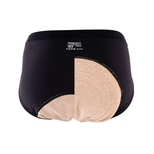 Black men's underwear with beige interior on a white background