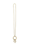 Long dangle recycled bullet casing brass necklace by Fair Anita — nickel-free and ethically made