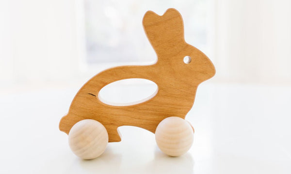 Wooden bunny push toy