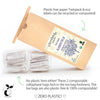 Compostable tea packaging with eco-friendly features on a white background