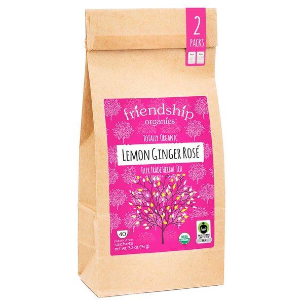 Lemon Ginger Rosé Herbal Tea – Organic & Fair Trade (20 Sachets)