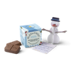 PlaynChoc organic chocolate surprise toy with a snowman figure and packaging on a white background