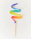 Colorful ribbon on a stick with a white background