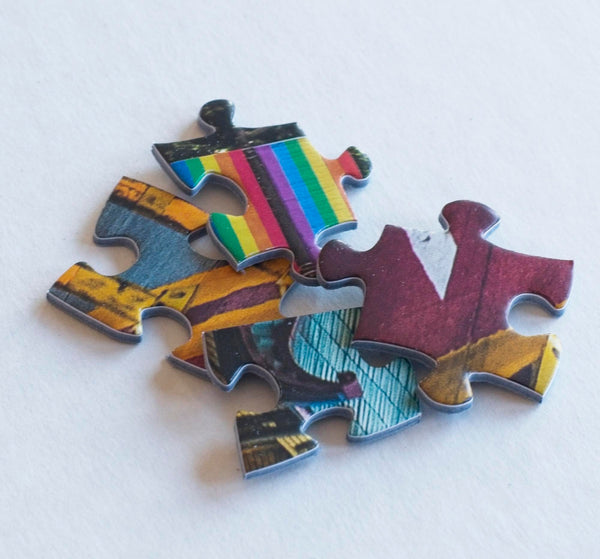 California St Cable Car puzzle pieces from the Oakland Puzzle Company