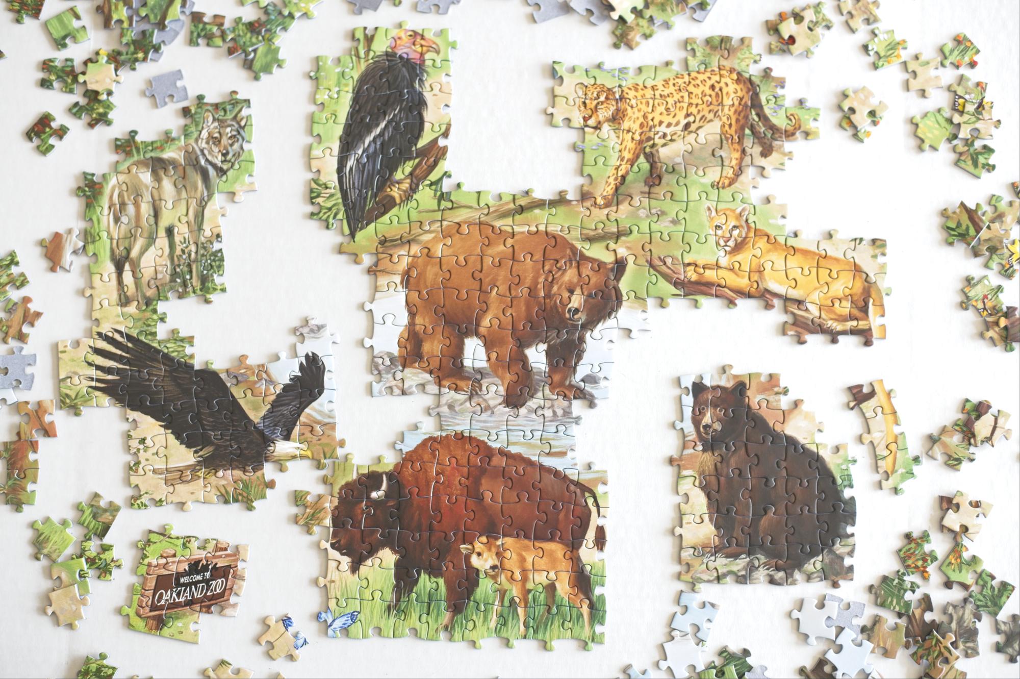 California Trail Oakland Zoo jigsaw puzzle partially assembled