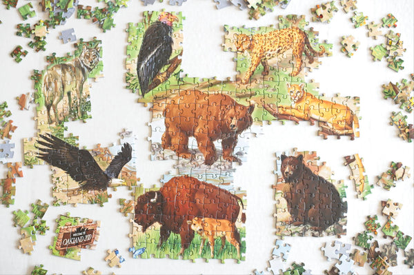 California Trail Oakland Zoo jigsaw puzzle partially assembled