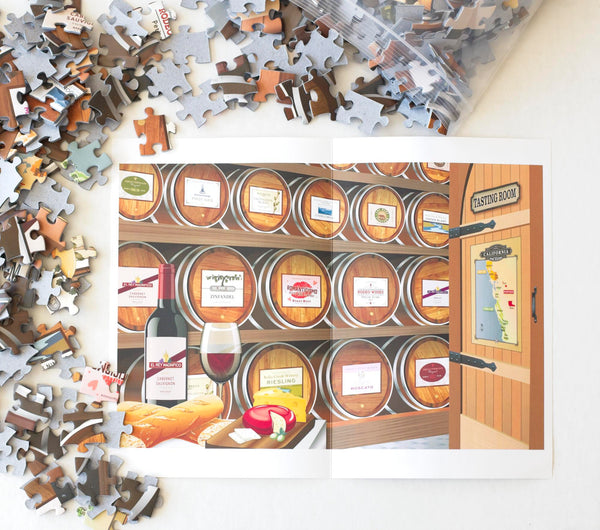 California Wine Tasting Jigsaw Puzzle, 500 Pieces, Vintage Art
