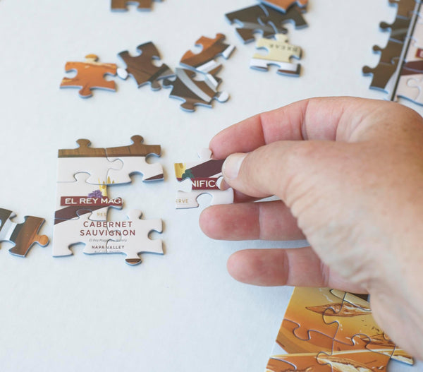 Single piece from the 500-piece California Wine Tasting jigsaw puzzle