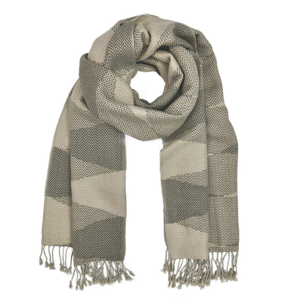 Plaid scarf with fringes on a white background