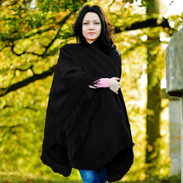 Alpaca Cotton Blend Cape Wrap Poncho – Solid Colour | Purely Alpaca