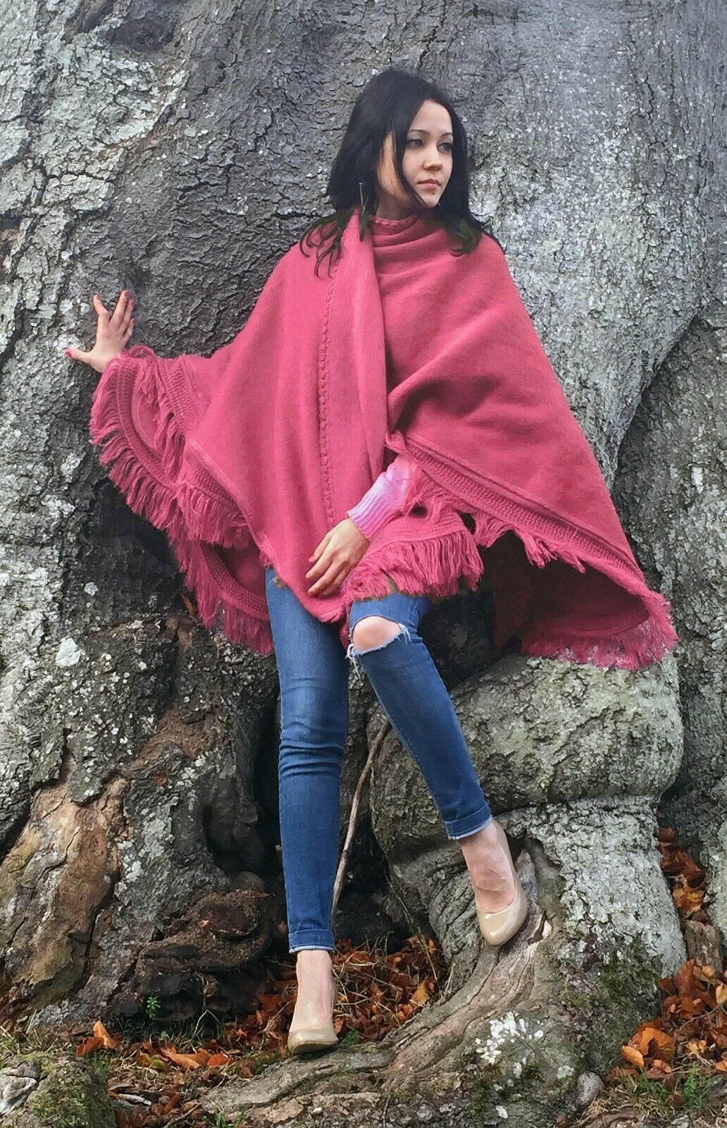 Alpaca Cotton Blend Cape Wrap Poncho – Solid Colour | Purely Alpaca