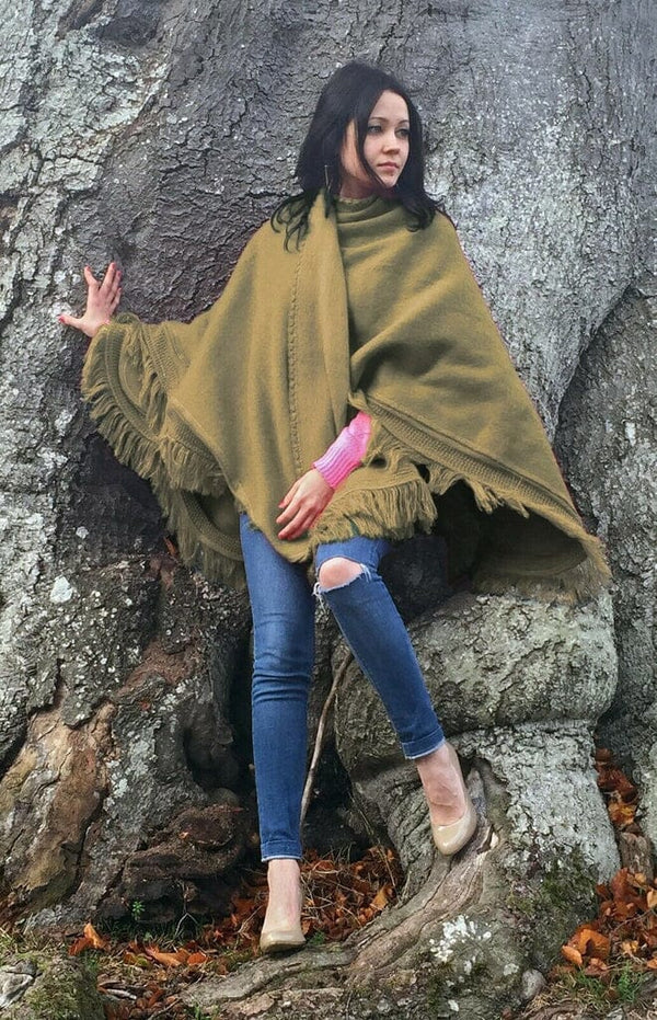 Alpaca Cotton Blend Cape Wrap Poncho – Solid Colour | Purely Alpaca