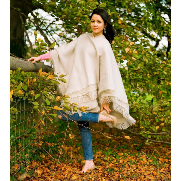 Alpaca Cotton Blend Cape Wrap Poncho – Solid Colour | Purely Alpaca
