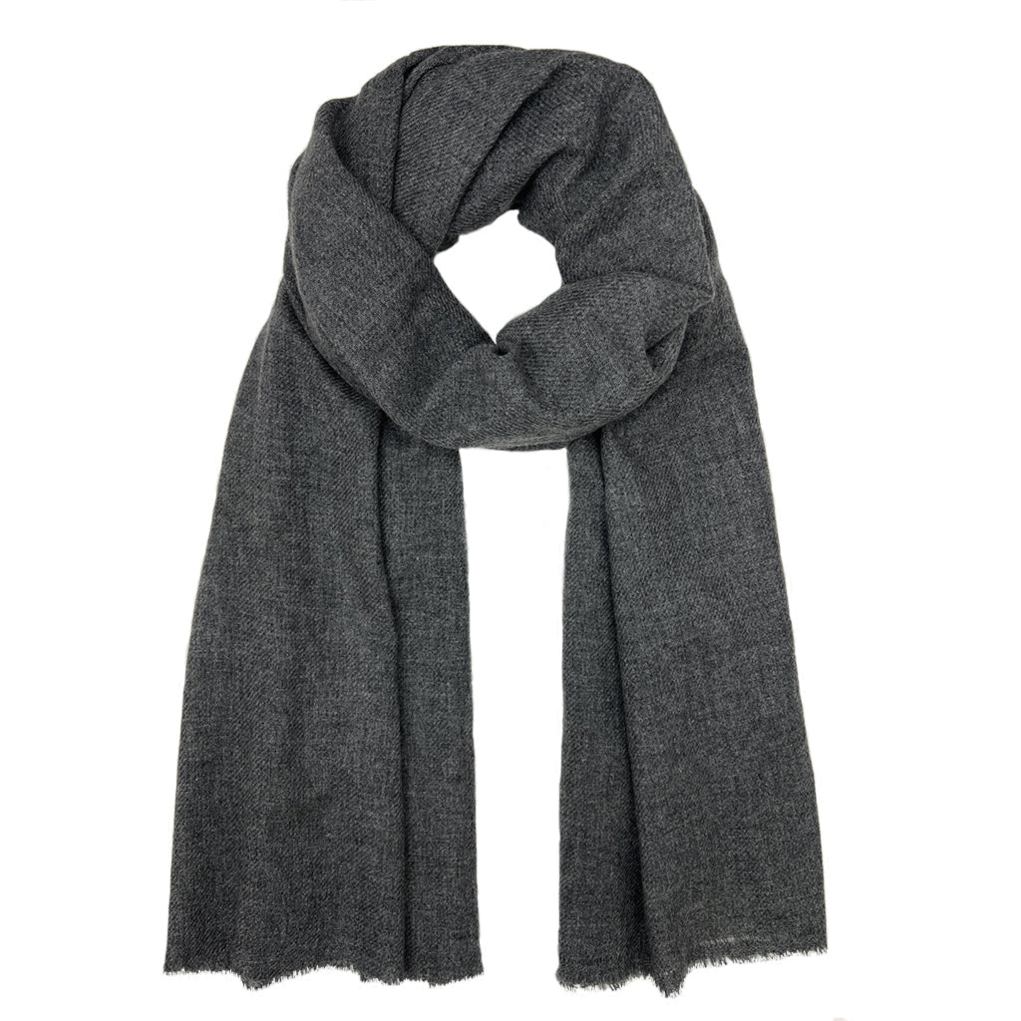 Gray cashmere scarf on a white background