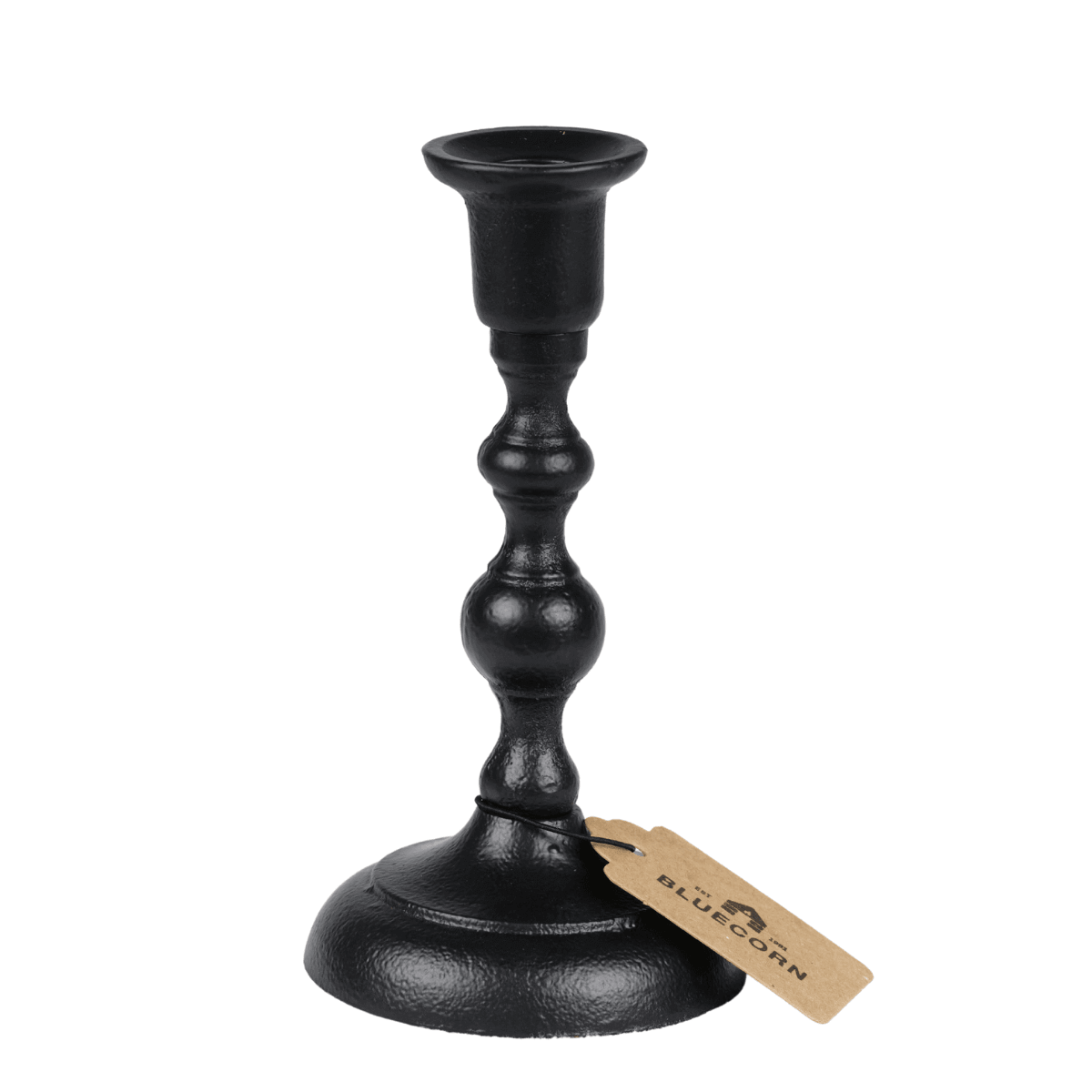 Detail view of cast iron taper holder base showing texture and craftsmanship