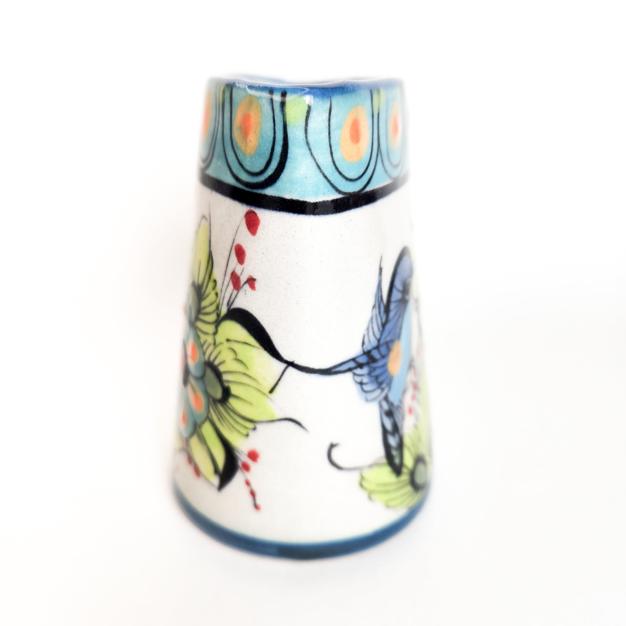 Ellipse Stoneware Hummingbird Vase