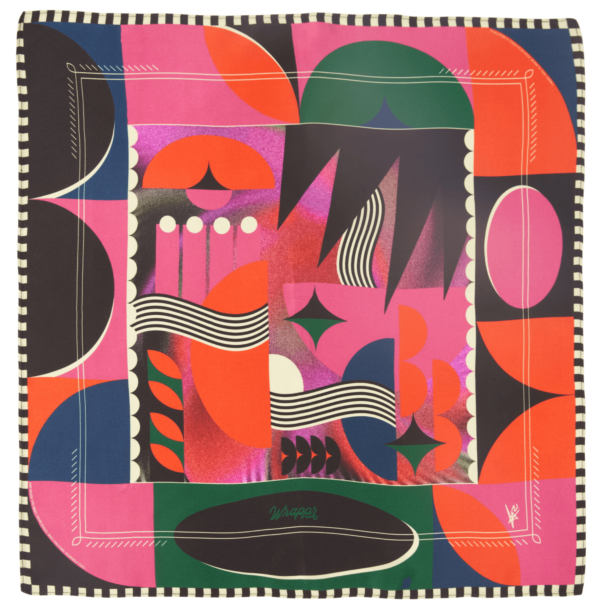 Chalice 18 inch mulberry silk furoshiki gift wrap by Essery Waller – full design view showing intricate artwork and hidden poem